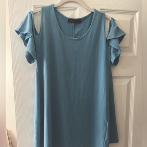 Blue off the shoulder shirt